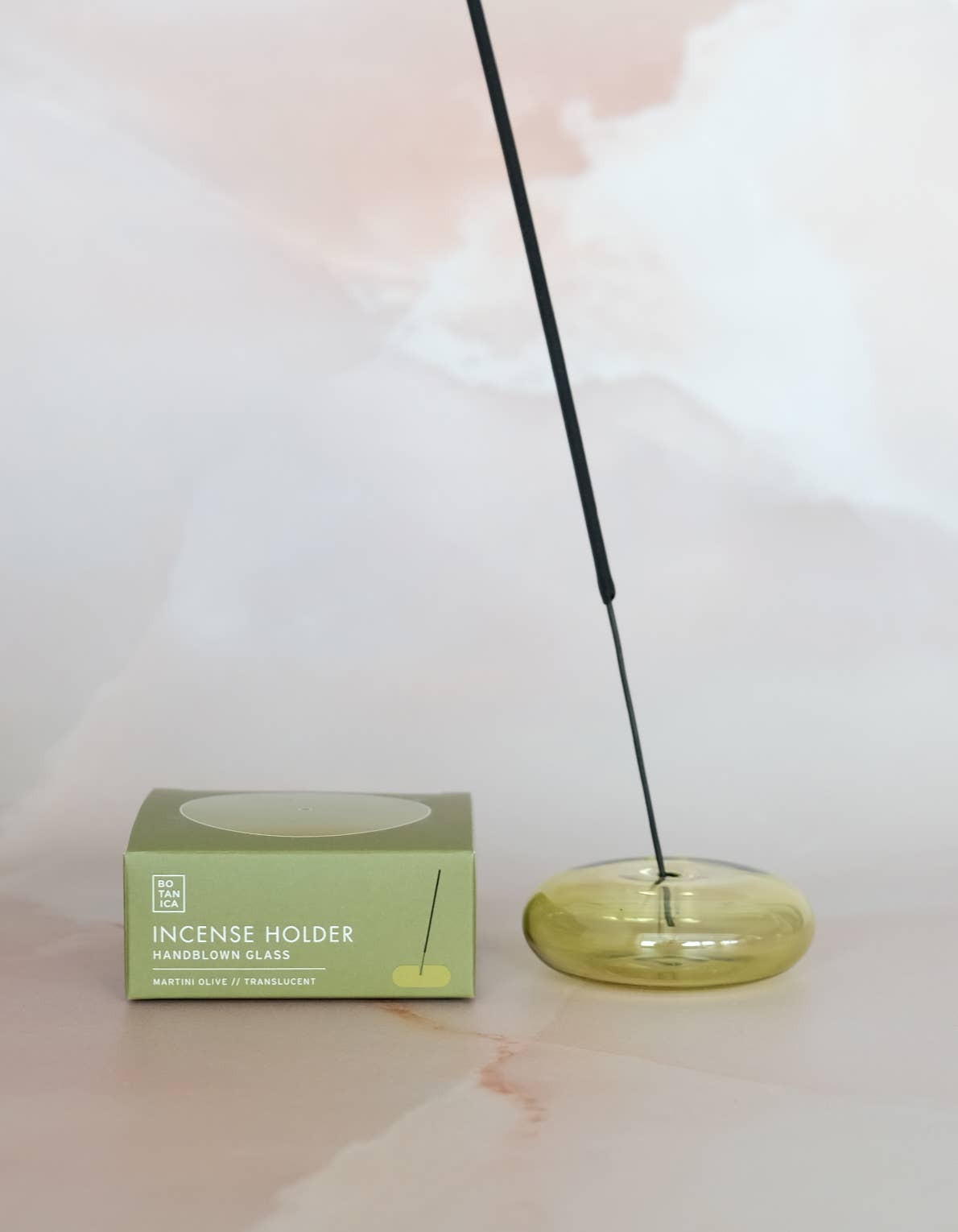 Glass Bubble Incense Holder - Martini Olive