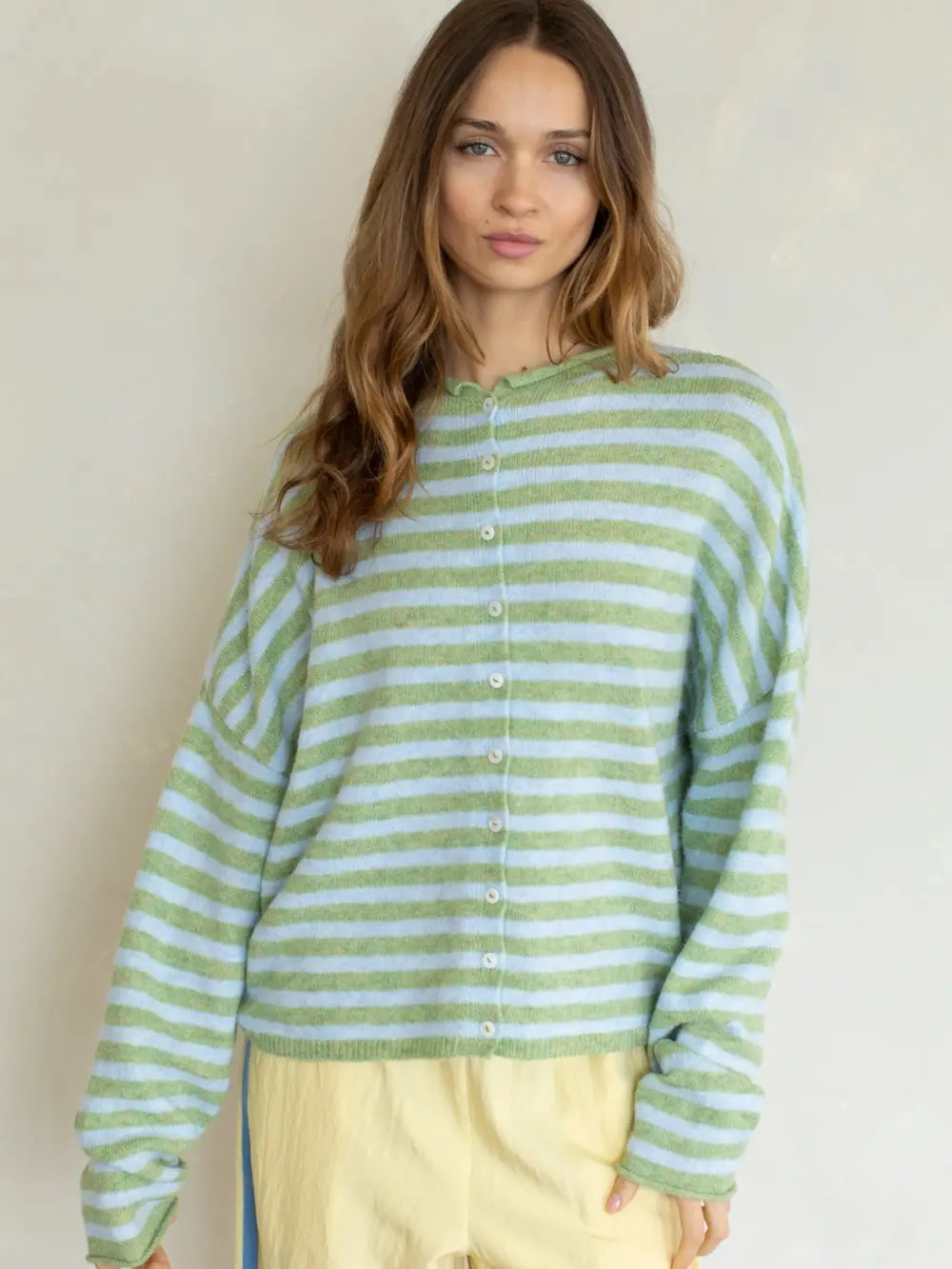 Stripe Piper Cardigan - Matcha & Sky