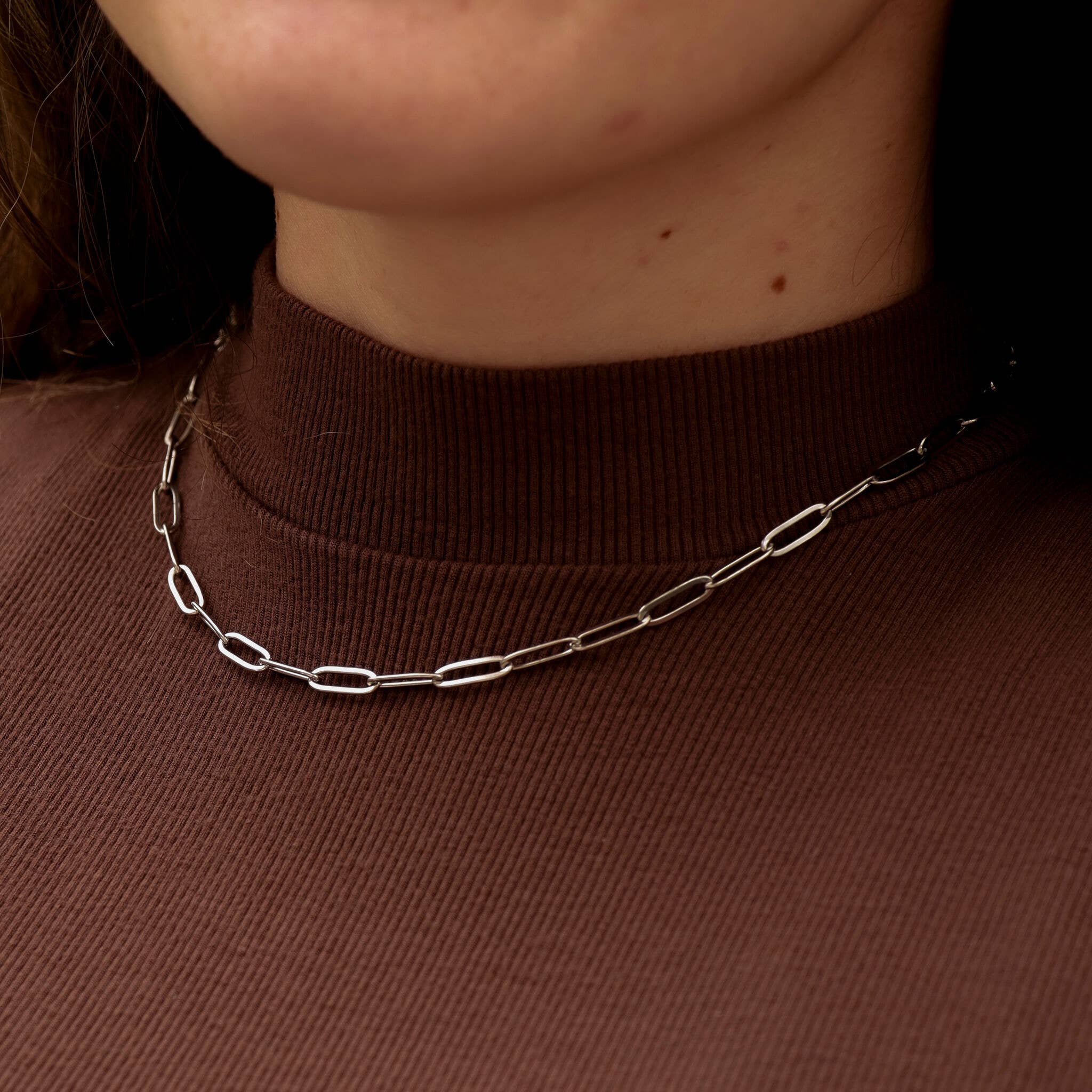 Stainless Steel Large Paperclip Chain Necklace