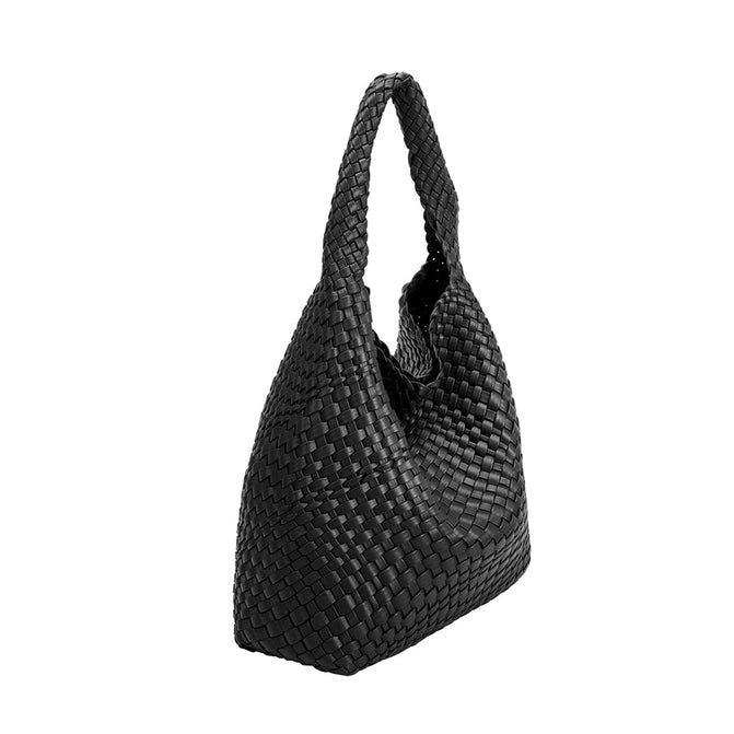 Johanna Black Large Recycled Vegan Shoulder Bag - Downerss