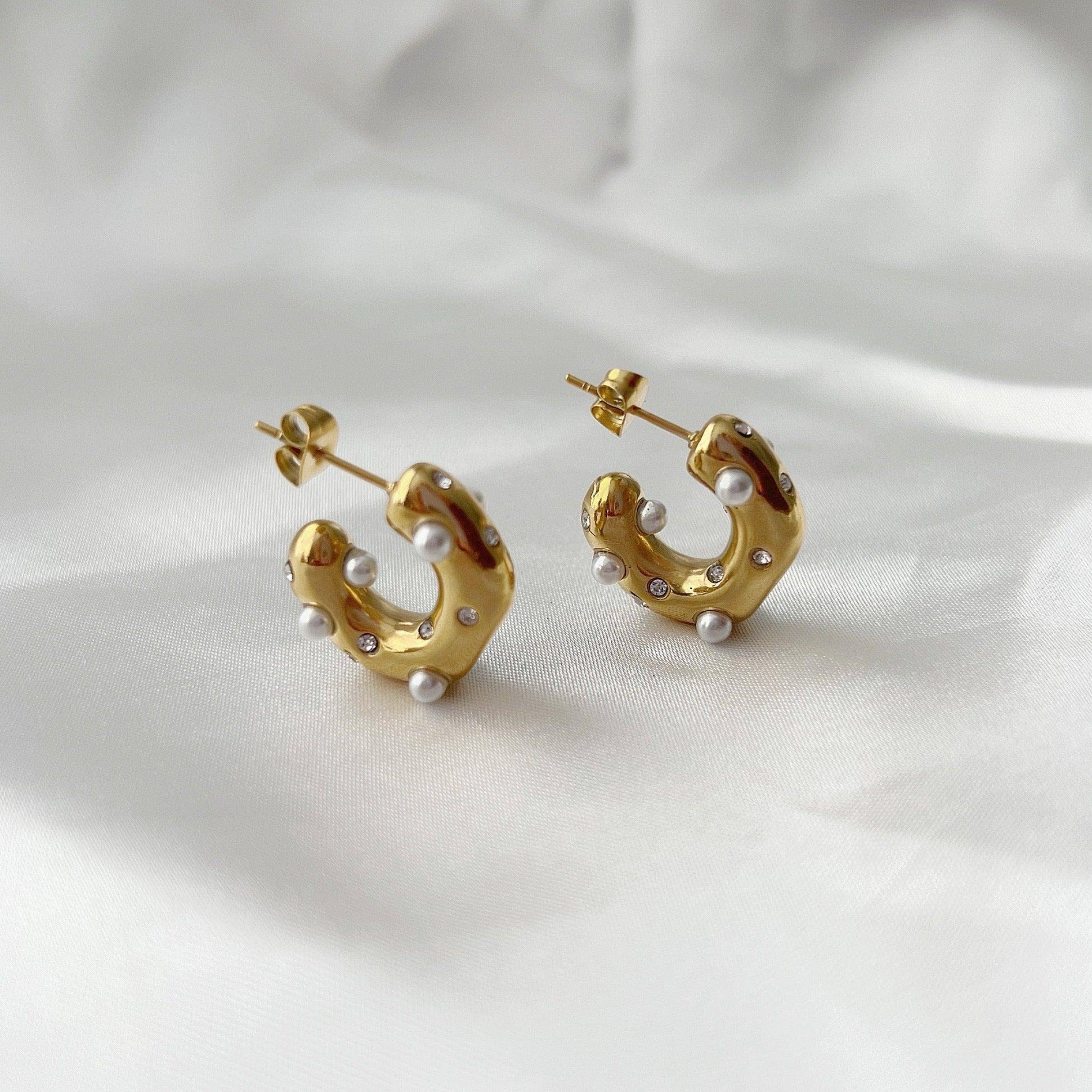 Dazzle Hoops - Pearls and CZ