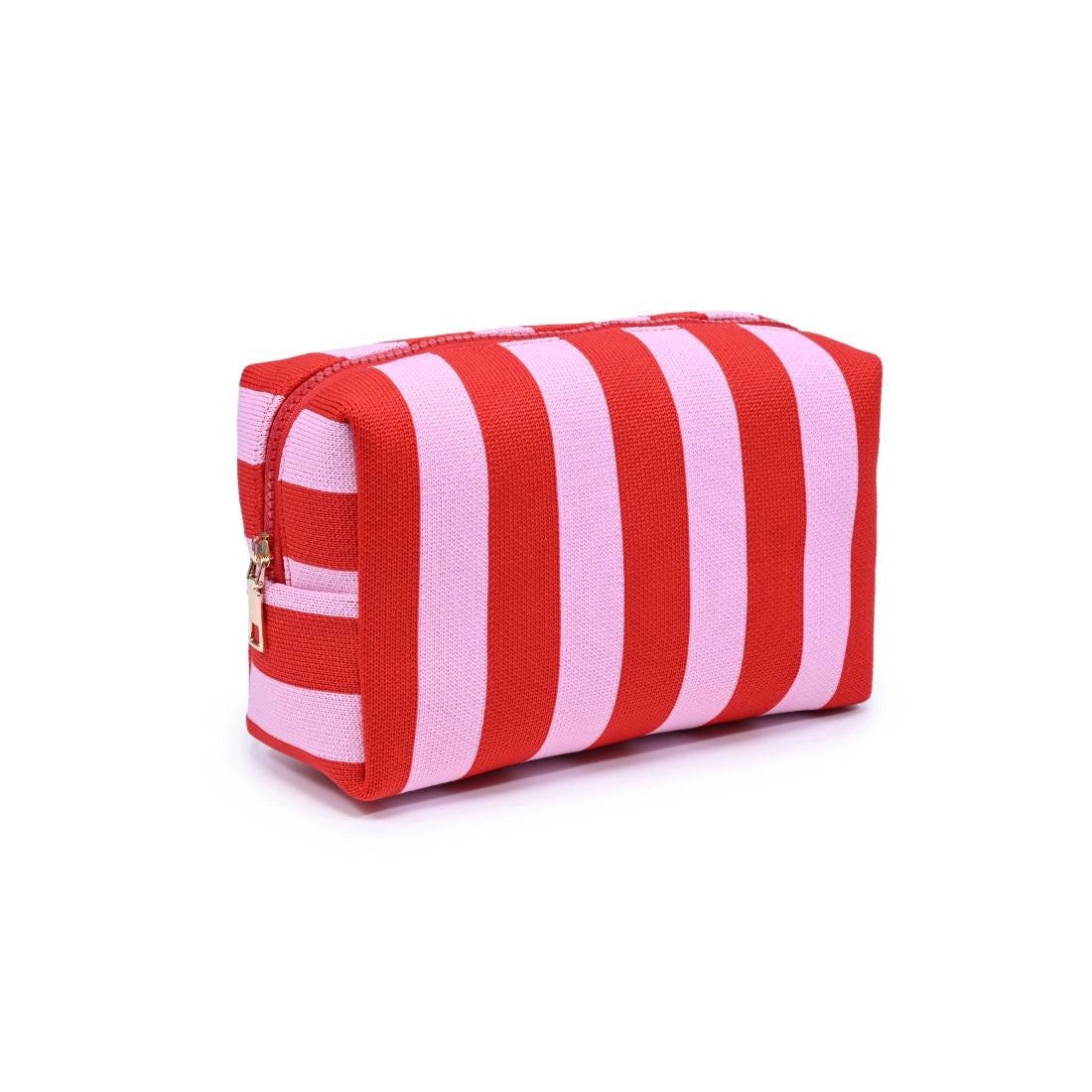 Essential Stripe Cosmetic & Travel Organizer Pouch - Red Pink
