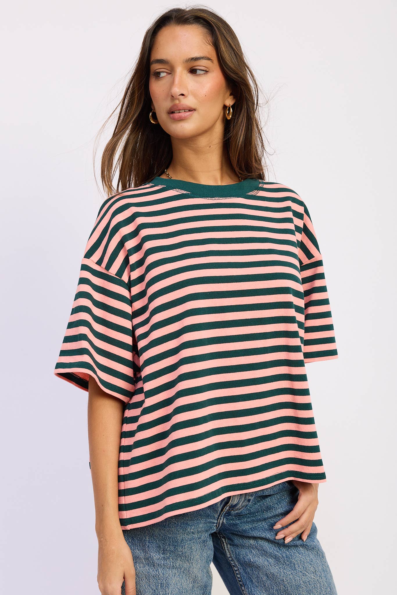 Oversized Stripe Short Sleeve T-Shirt