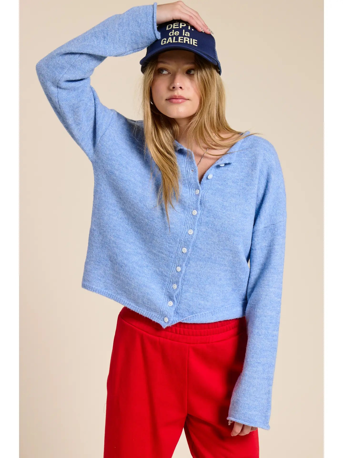 Essential Button Down Cardigan - Ocean