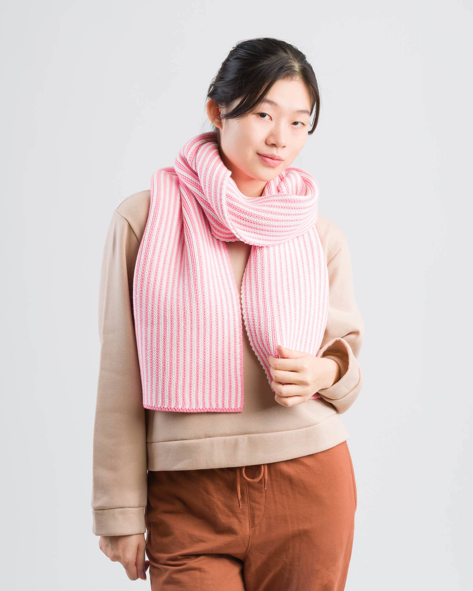 VERLOOP | knits - Pinstripe Big Scarf: Pink White