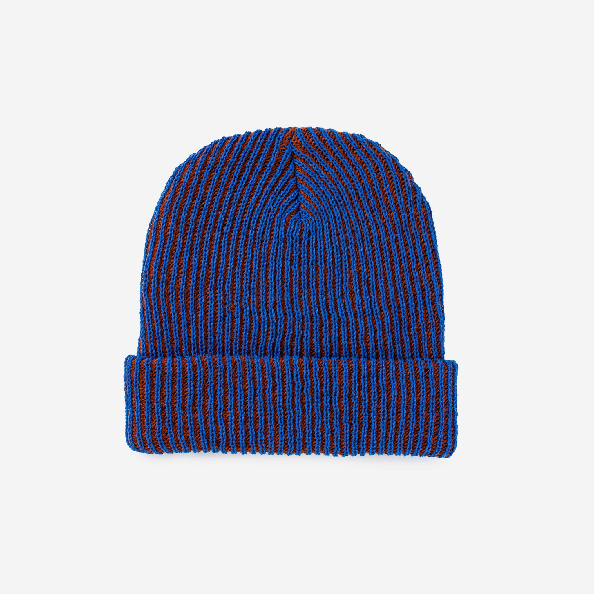 VERLOOP | knits - Simple Rib Knit Beanie: Cobalt Rust - Downerss