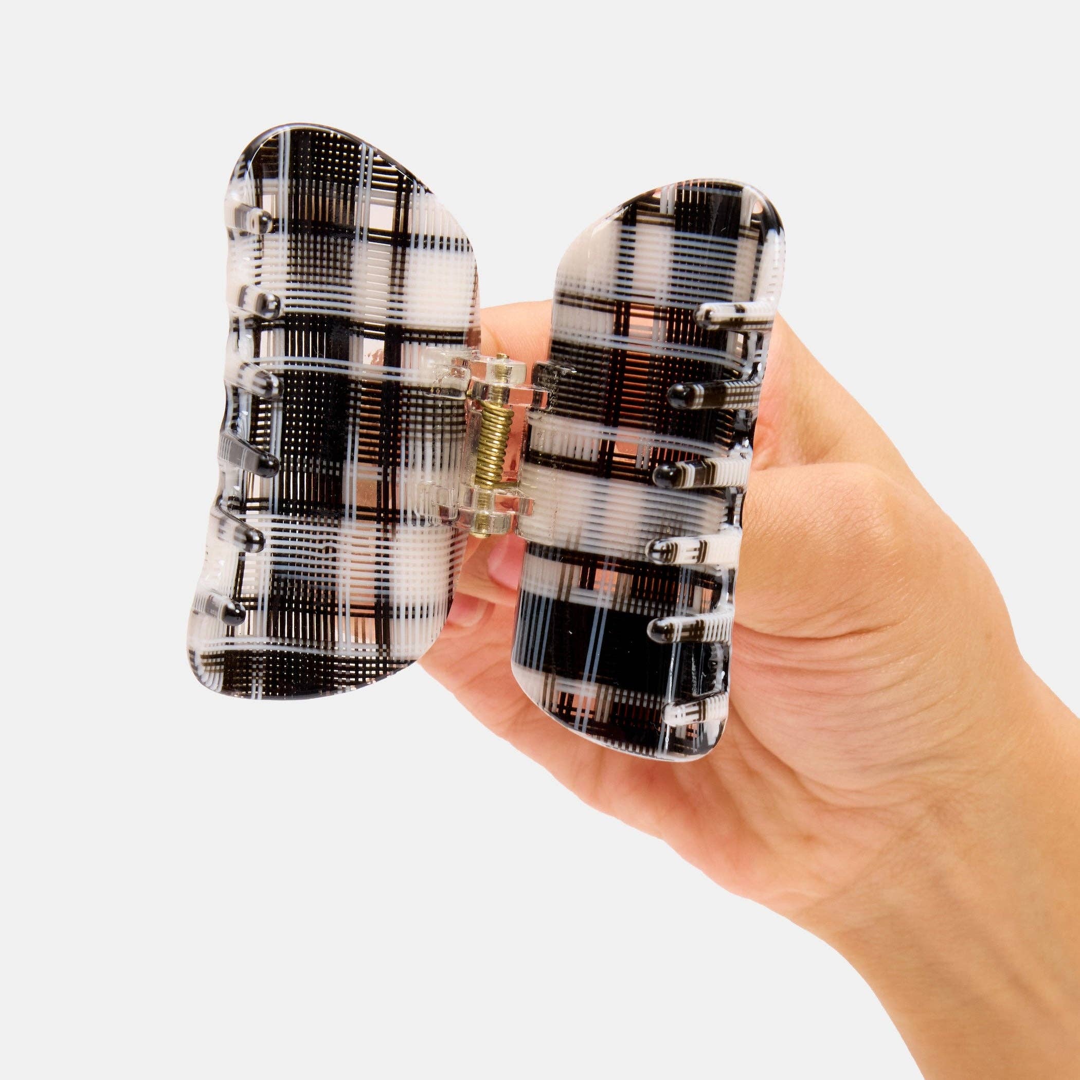 Juno Claw in Black + White Plaid