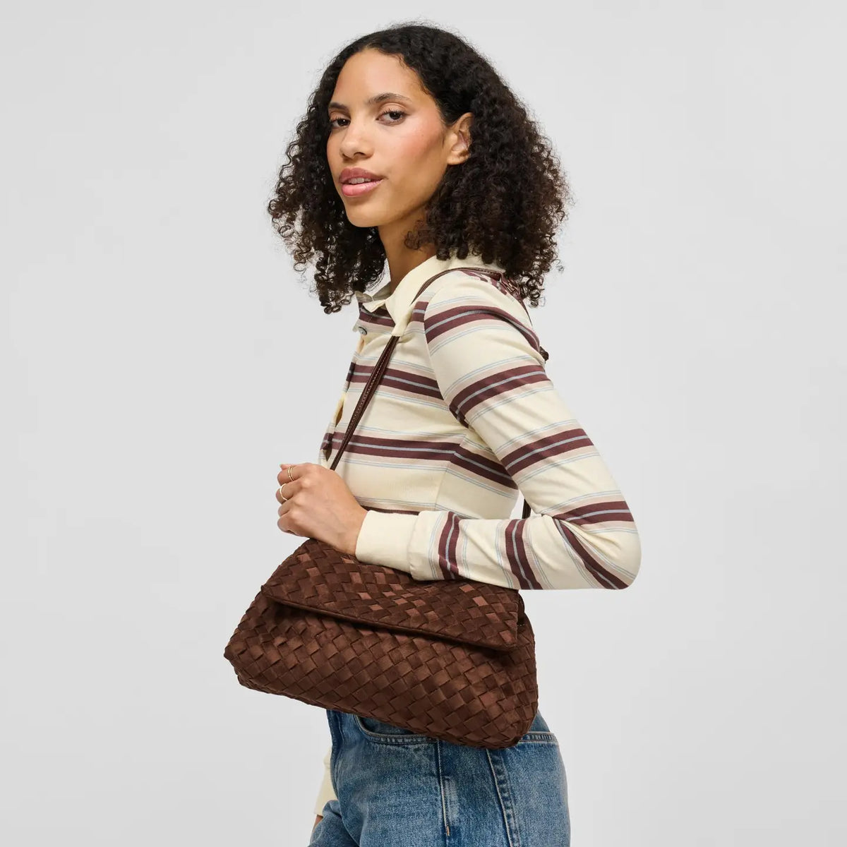 Salem Suede Woven Shoulder Bag
