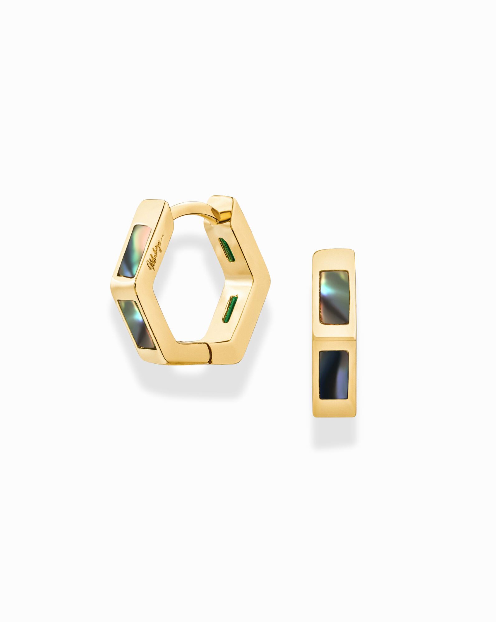 Mod + Jo - Ari Inlay Hexagon Huggies