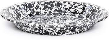 Splatter Enamelware Pie Plate - Black