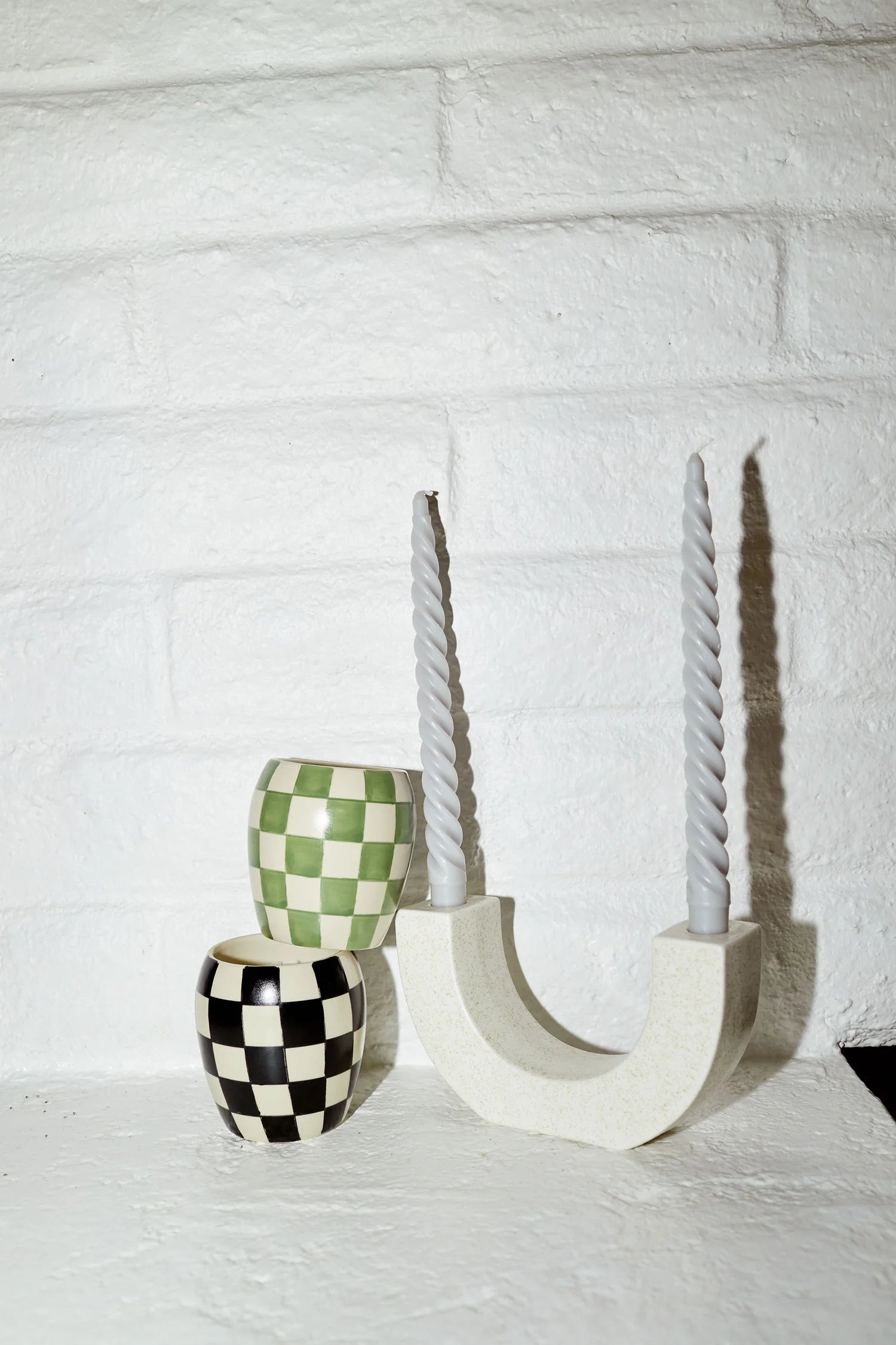 White U Shape Ceramic Candle Holder - Downerss