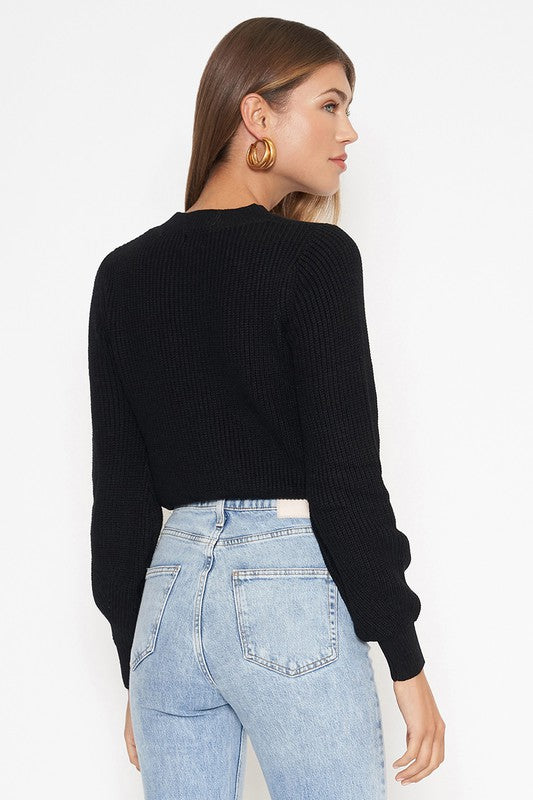 Black & White Cutout Color Block Sweater