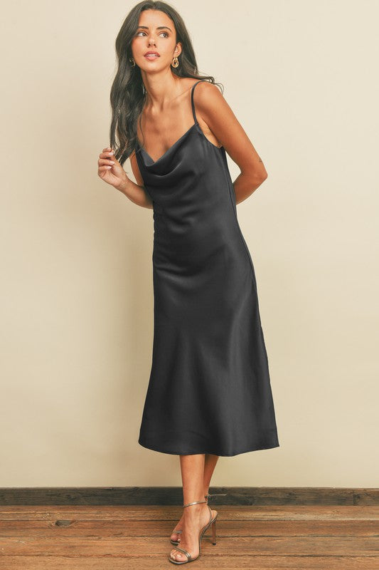 Black Satin Slip Dress