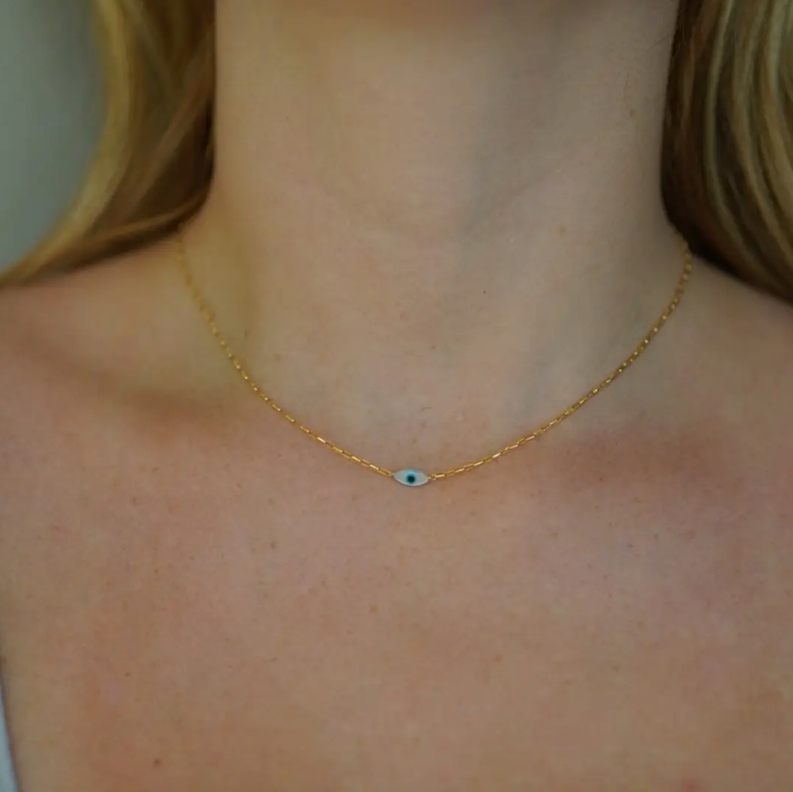 Baby Link Chain with Evil Eye Necklace - Downerss