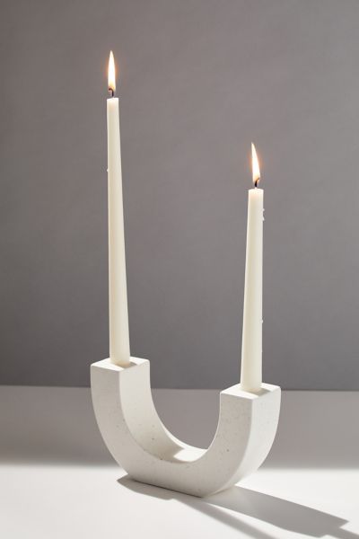 White U Shape Ceramic Candle Holder - Downerss
