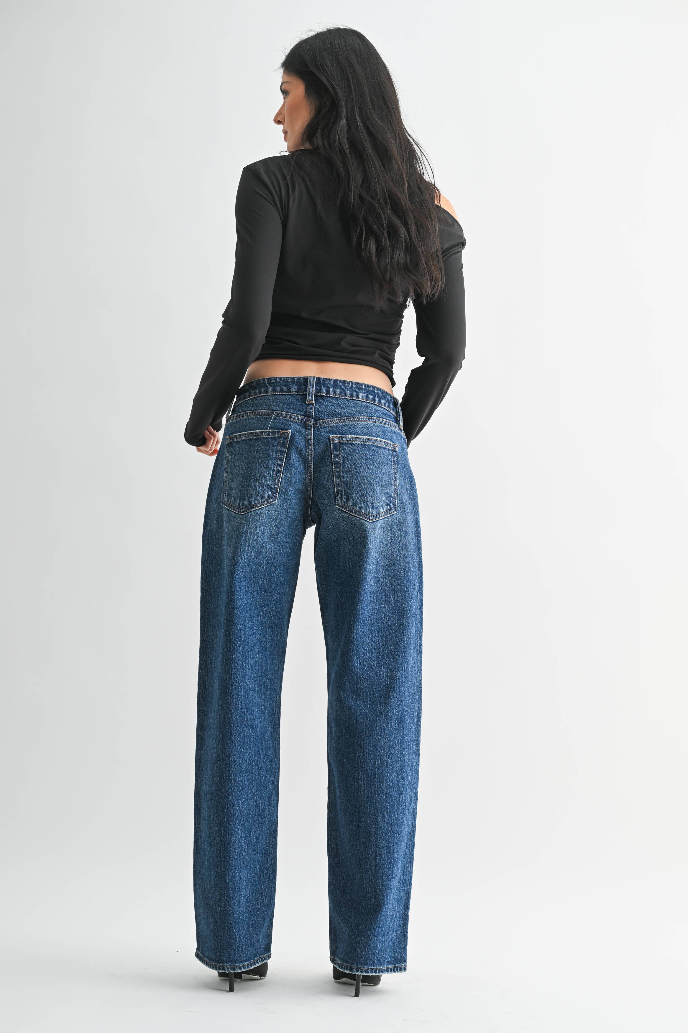Low Rise Studded Baggy Jean