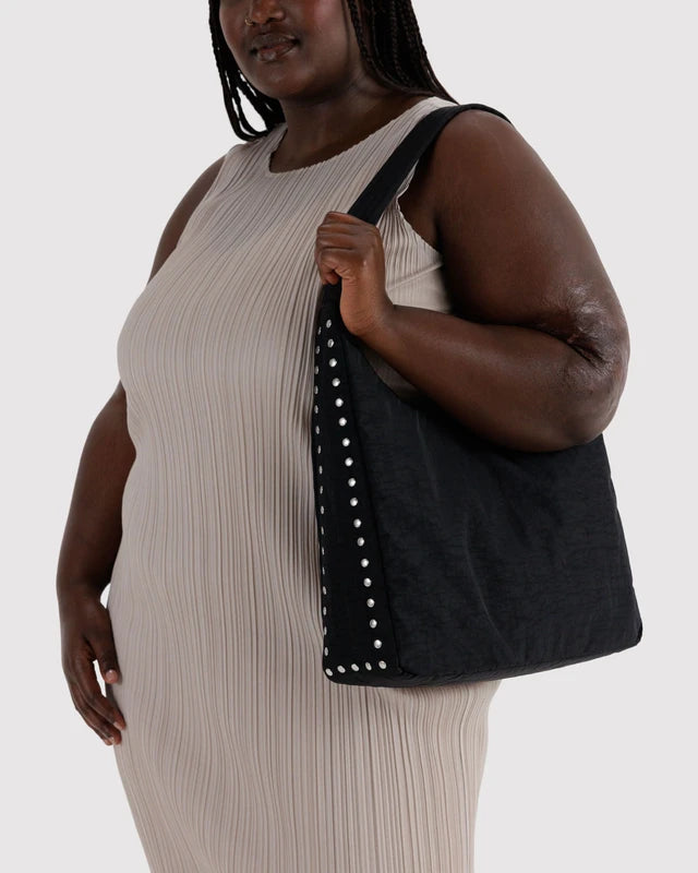 Nylon Shoulder Bag -  Studs