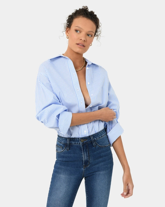 Manhattan Striped Cotton Shirt - Blue