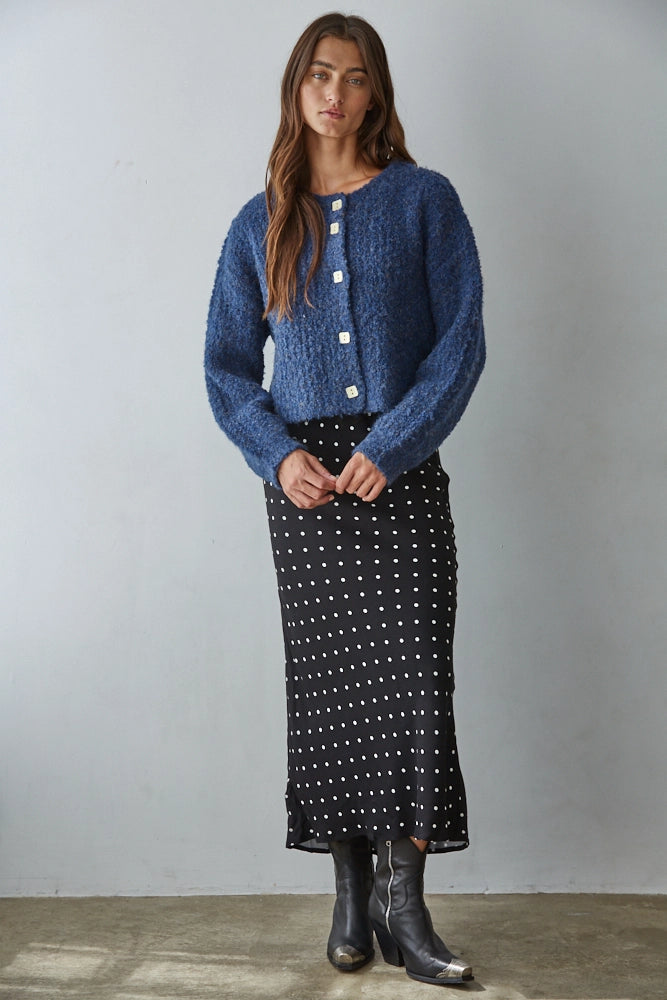 Polka Dot Flare Midi Skirt