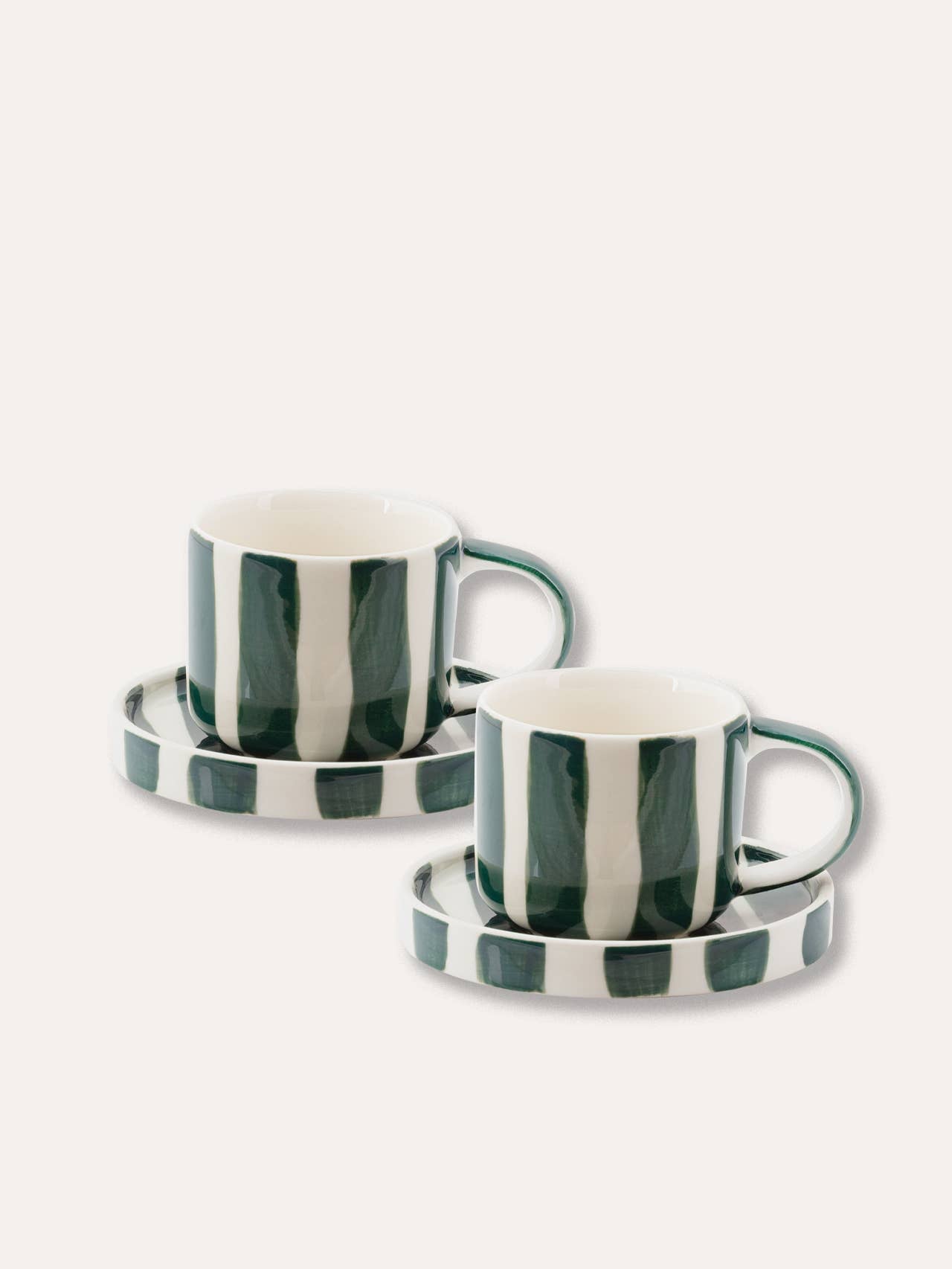 Espresso Stripes Cups - gentle green (Set of 2 - 4 pieces)