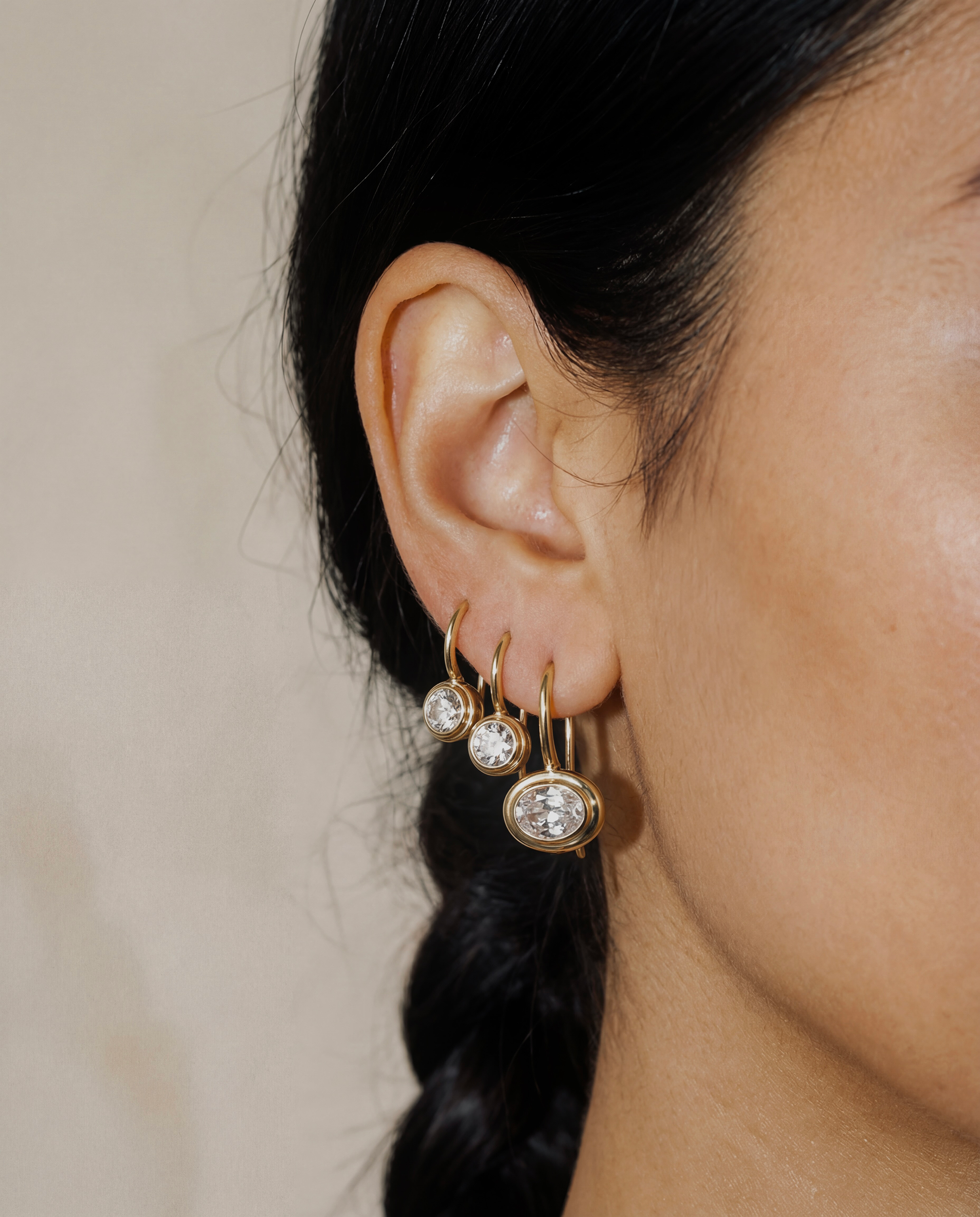 Lucia Oval French Hook Earrings - Silver