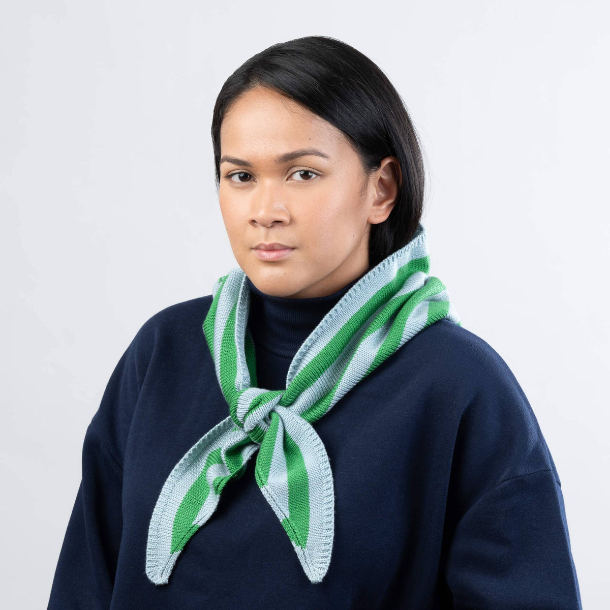 Simple Stripe Triangle Scarf: Kelly Stone Blue