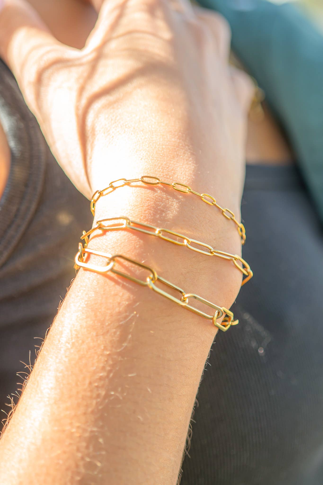 Gold Plated Mini Paperclip Chain Bracelet