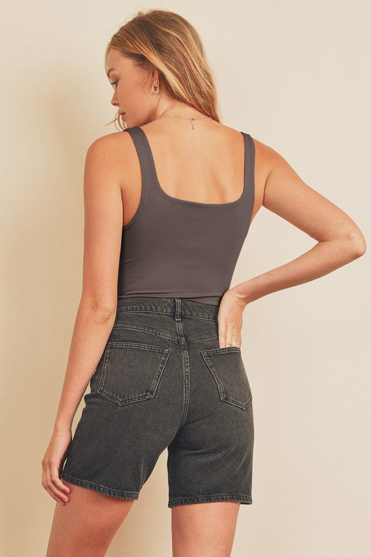 Charcoal Square Neck Bodysuit