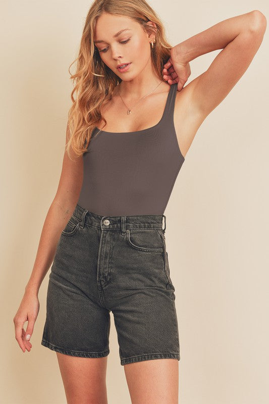 Charcoal Square Neck Bodysuit