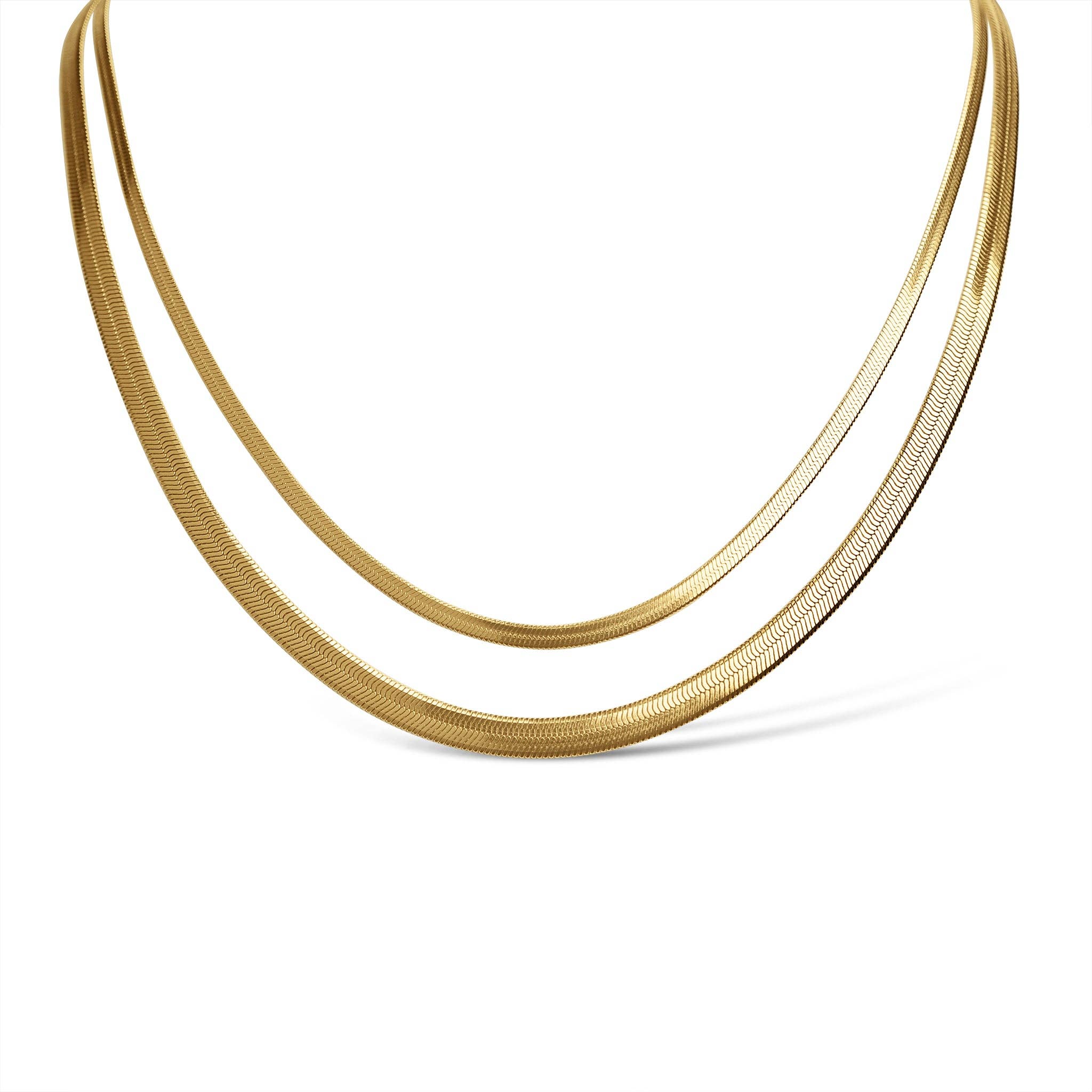 18K Gold Plated Herringbone Chain Necklace