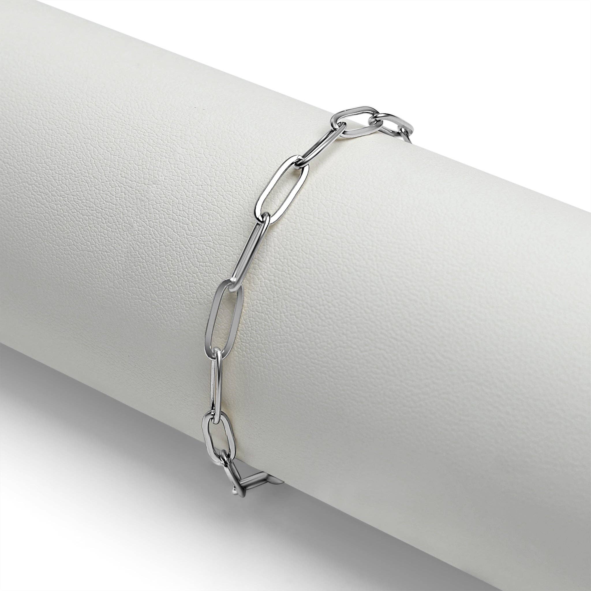 Stainless Steel Paperclip with Charm Keeper Chain Bracelet