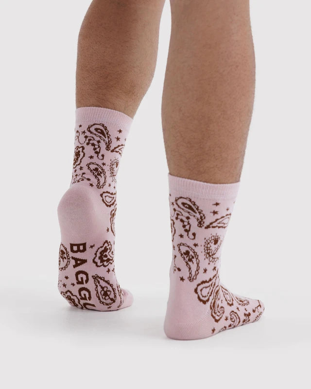 Crew Socks - Paisley Pink