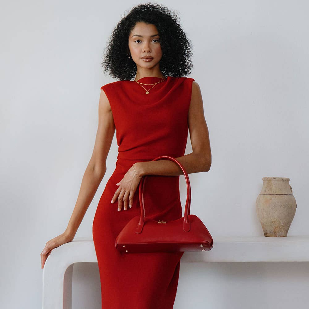 Dakota Red Recycled Vegan Shoulder Bag