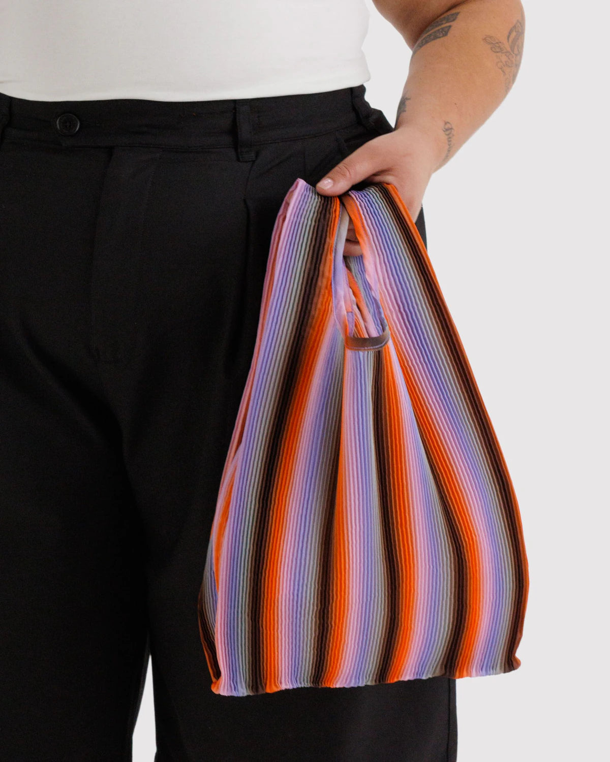 Pleated Baggu - Gradient Stripe Poppy & Lilac