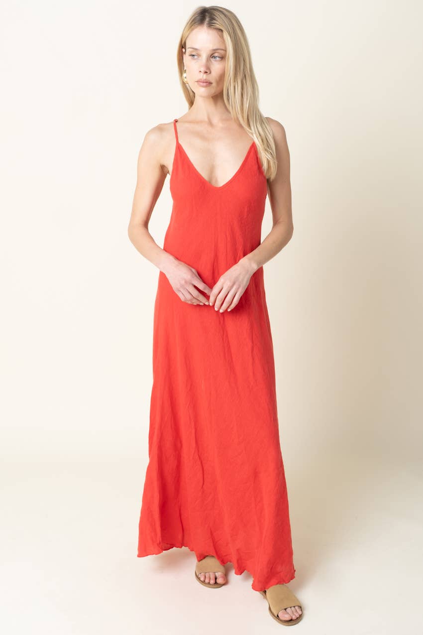 Adeline Flowy Linen Maxi Dress