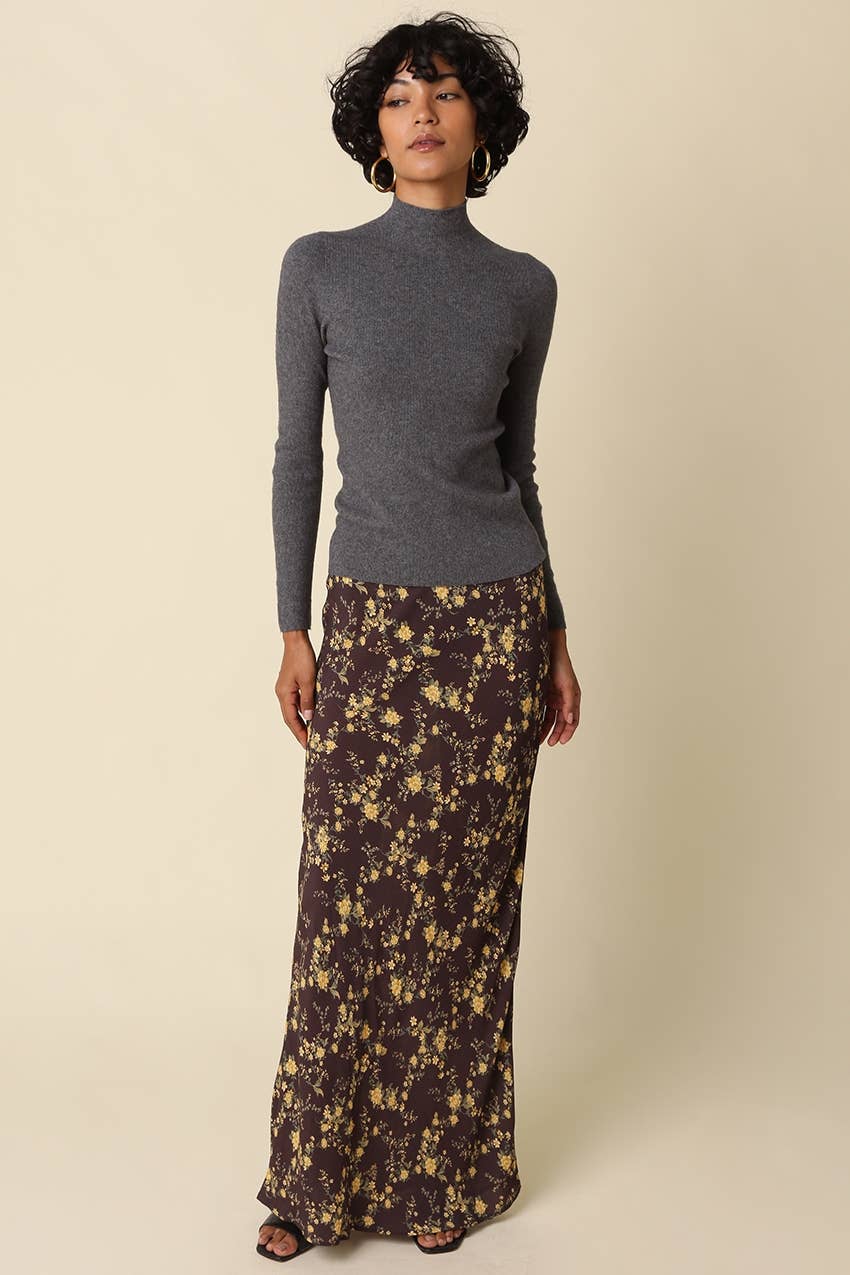 Romy Mock Neck Knit Sweater - Grey