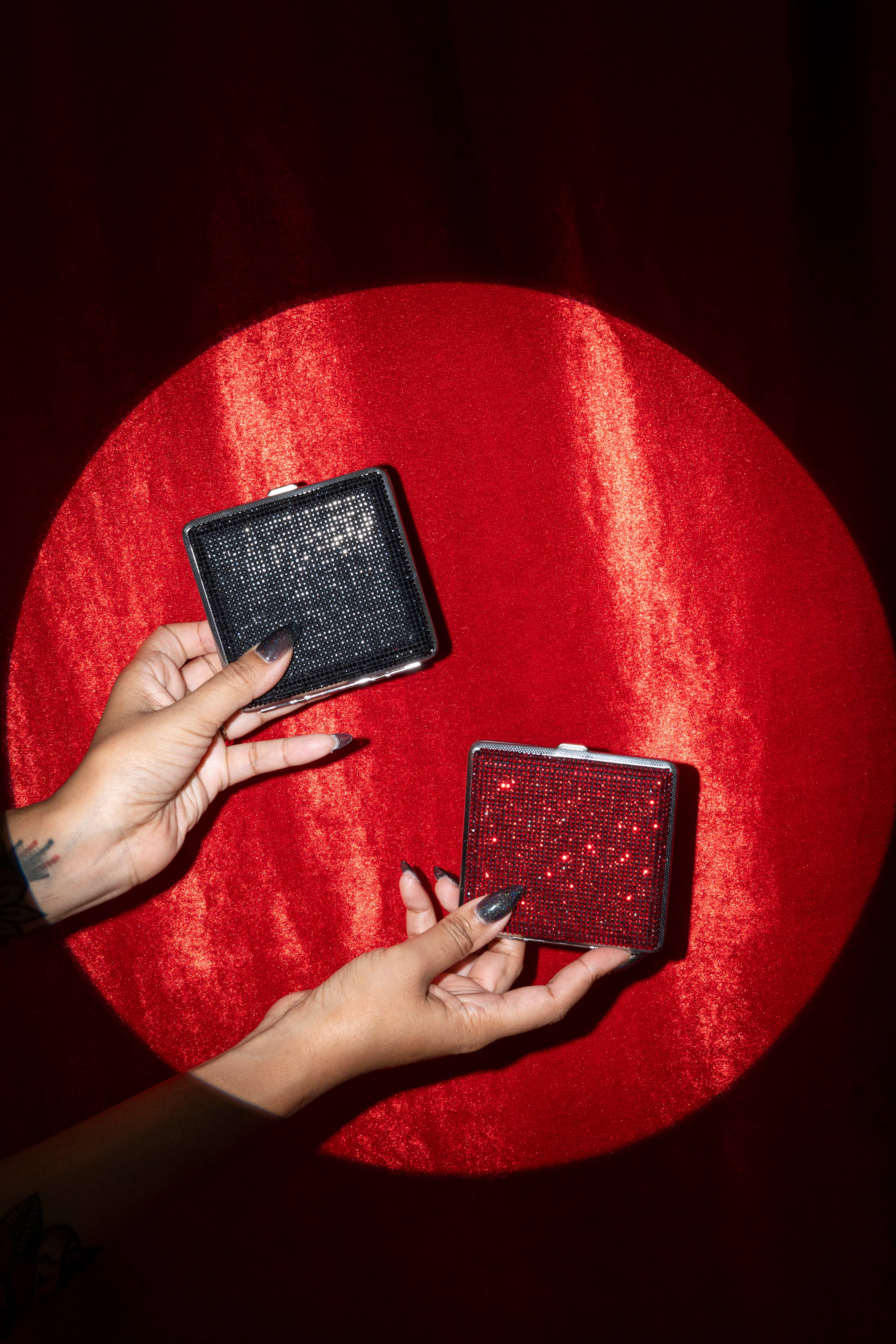 Rhinestone Cig Case- Red