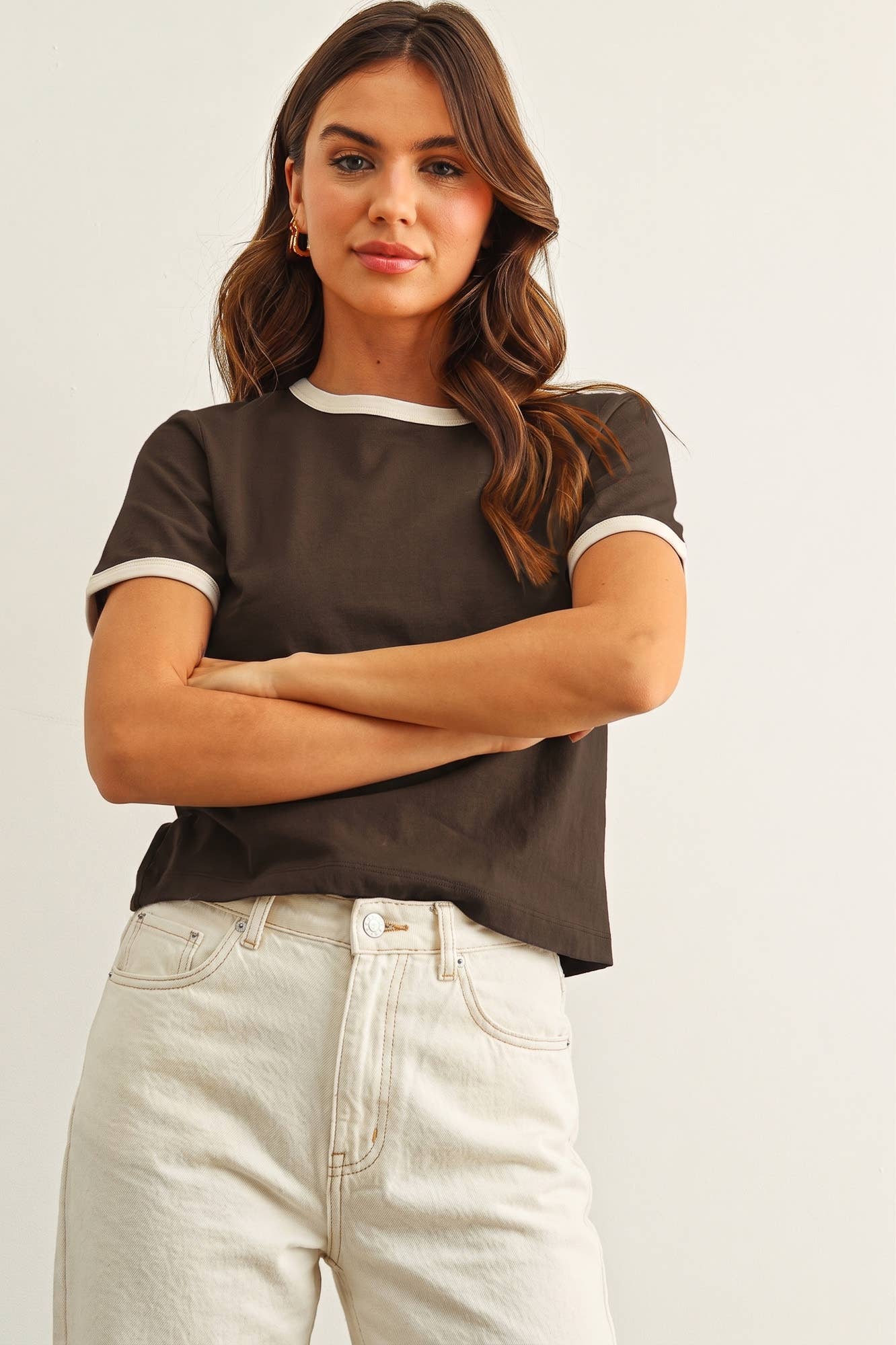 Essential Ringer Short Sleeve Tee Brown