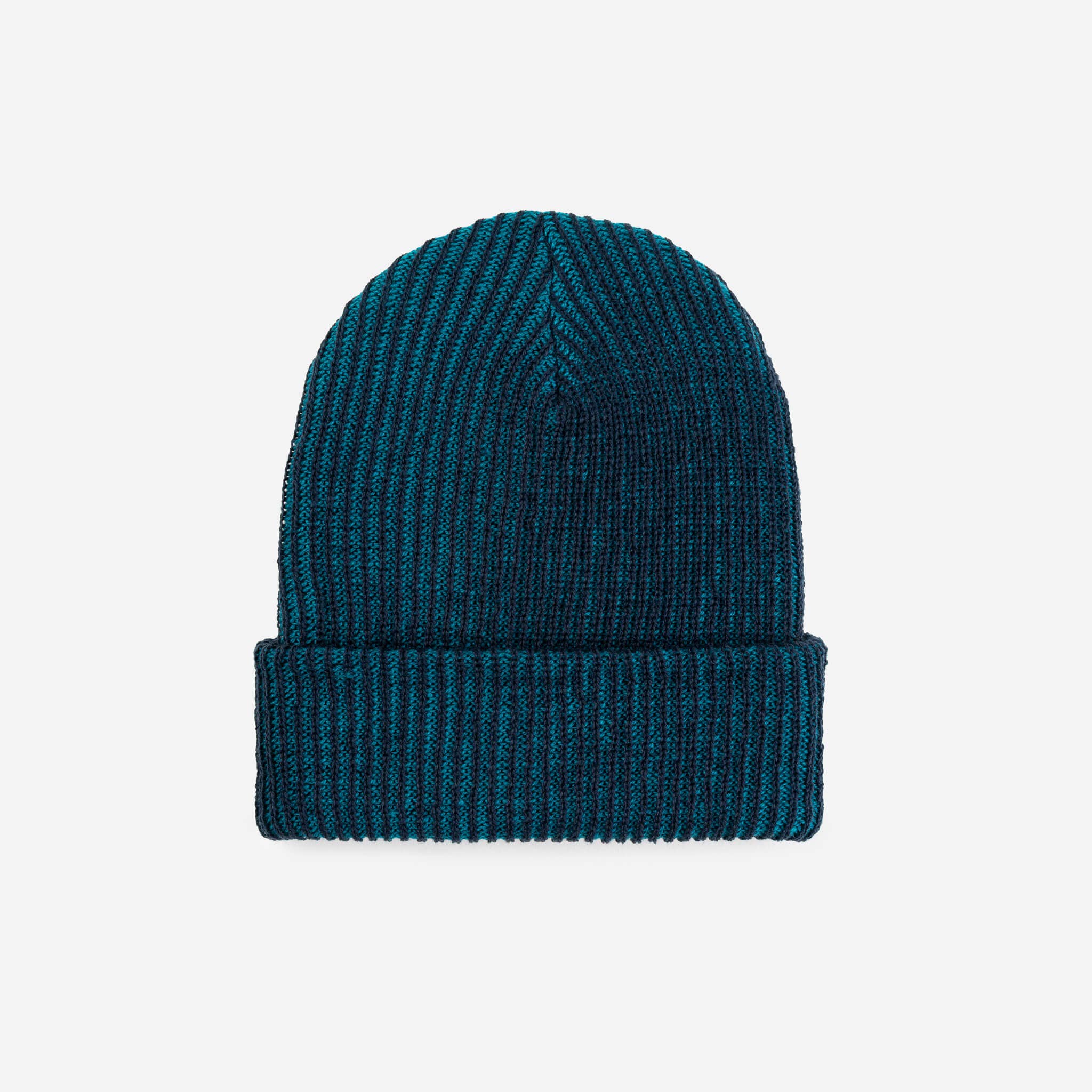 Simple Rib Knit Beanie: Navy Teal