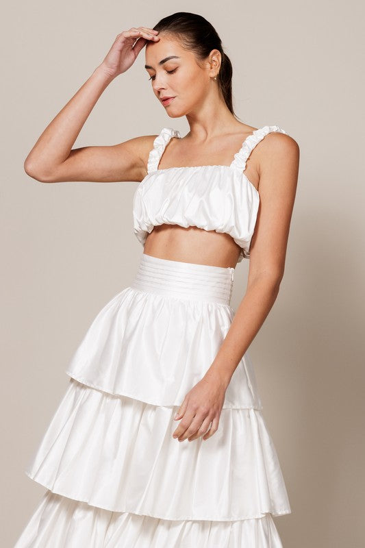 Satin Baby Bubble Crop - White