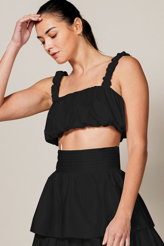 Satin Baby Bubble Crop - Black