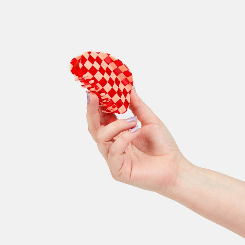Checker Claw in Peach/Red