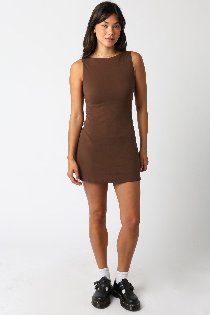 Helia Mini Dress - Brown