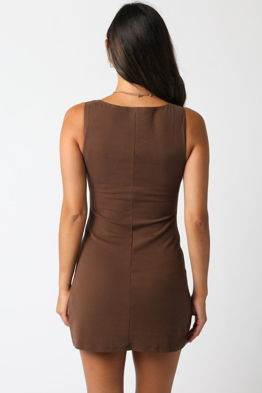 Helia Mini Dress - Brown