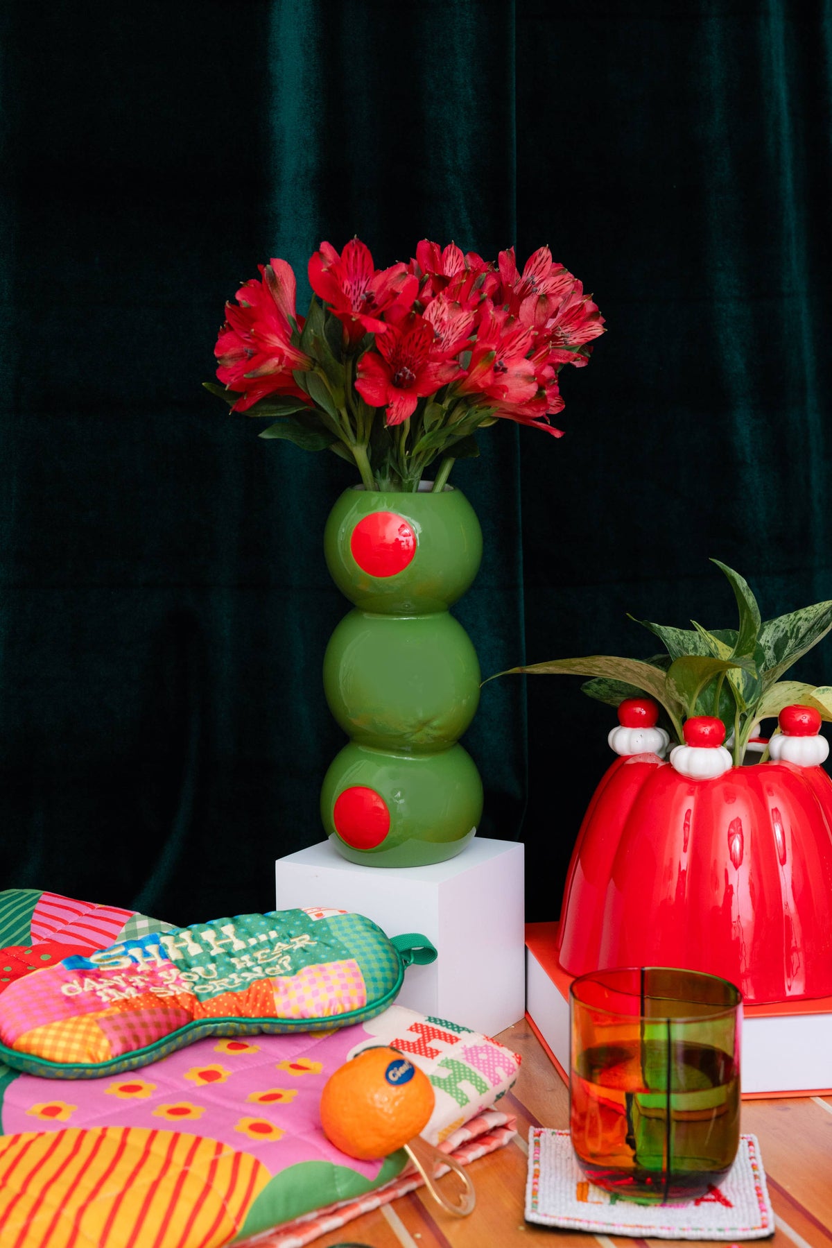 Olive Ceramic Vase