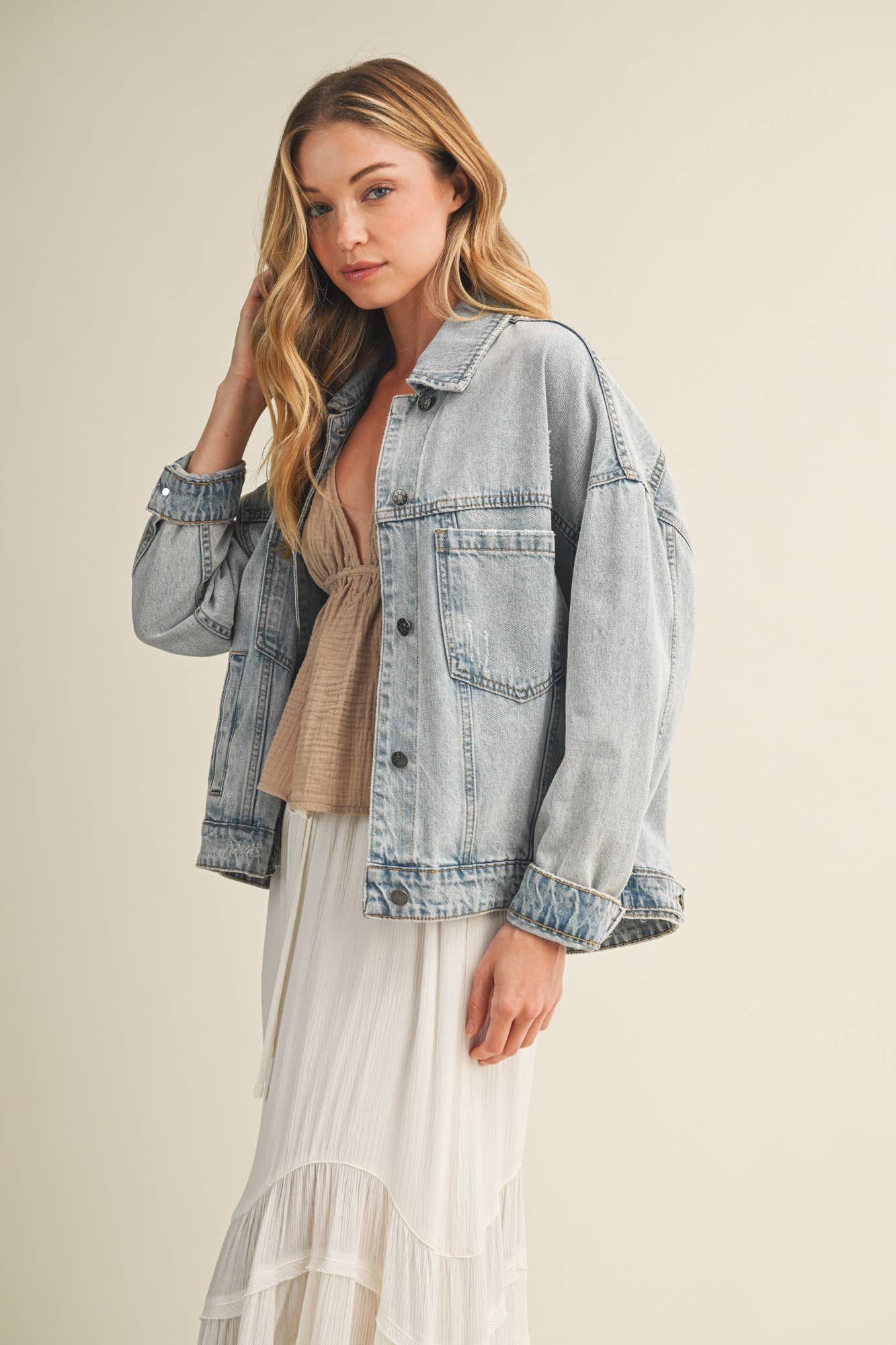 Pleated Back Denim Jacket