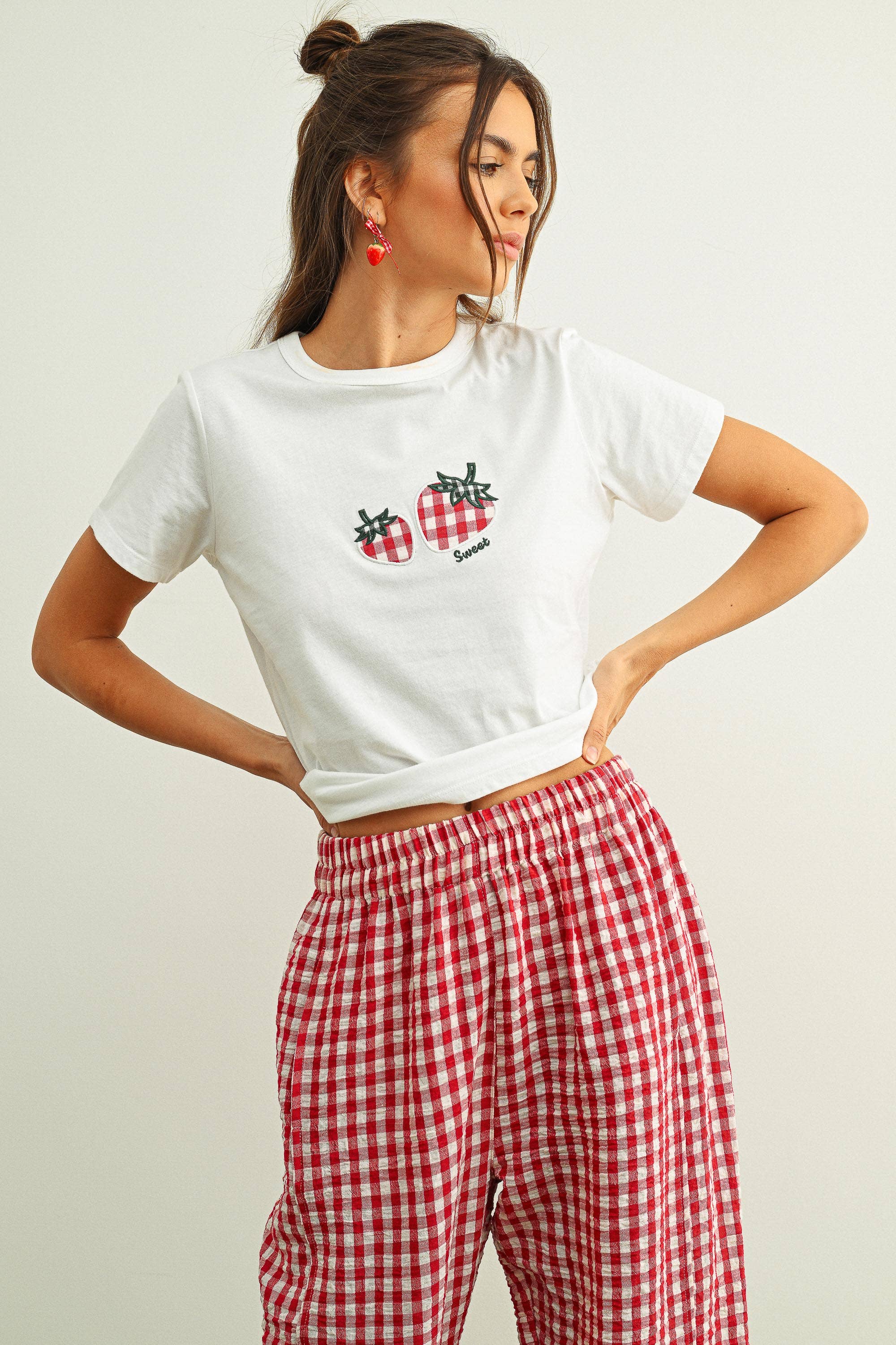 Red Gingham Pattern Pants
