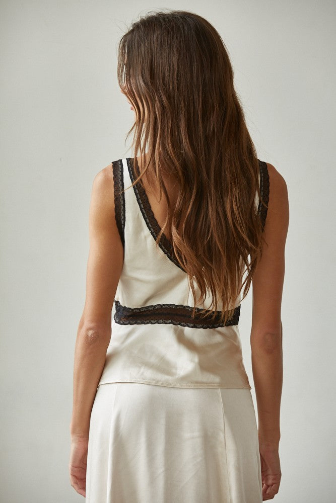 My Darling Contrast Lace Trim Top