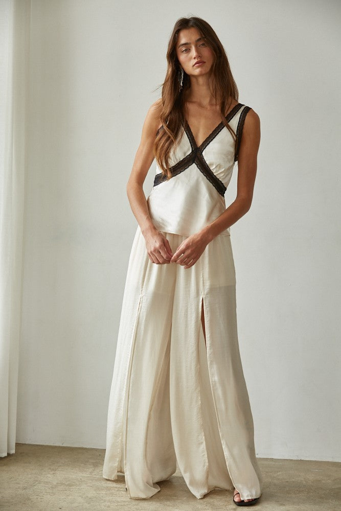 My Darling Contrast Lace Trim Top