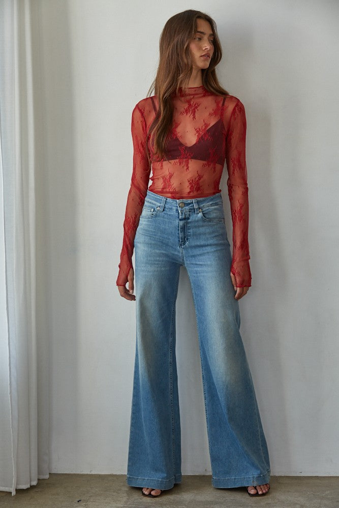 Aubrey Ruby Lace Top